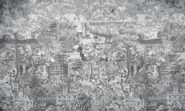 Wall Art Gulliver Grey - mural z nadmorskim miastem