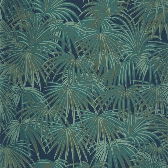 Casadeco 88657557 Twenties Charleston Vert Conopee - tapeta liście palmy