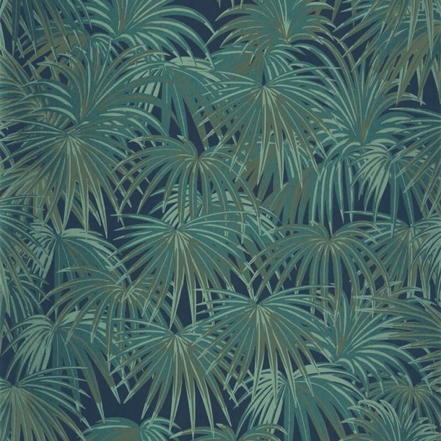 Casadeco 88657557 Twenties Charleston Vert Conopee - tapeta liście palmy