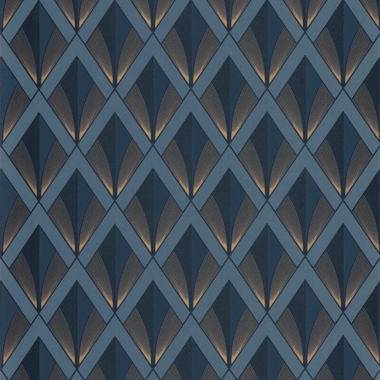 Casadeco 88676414 Twenties Chrysler Bleu Orage - tapeta w romby art deco