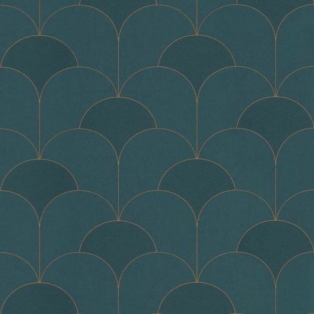 Casadeco 88687525 Twenties Theatre Vert Conopee - tapeta w stylu art-deco