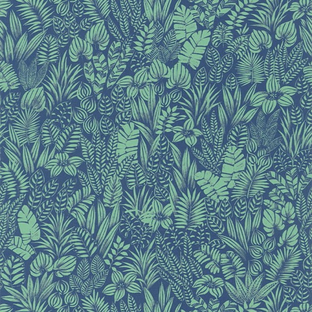 Casadeco 88826767 California Napa Valley Indigo - tapeta roślinna
