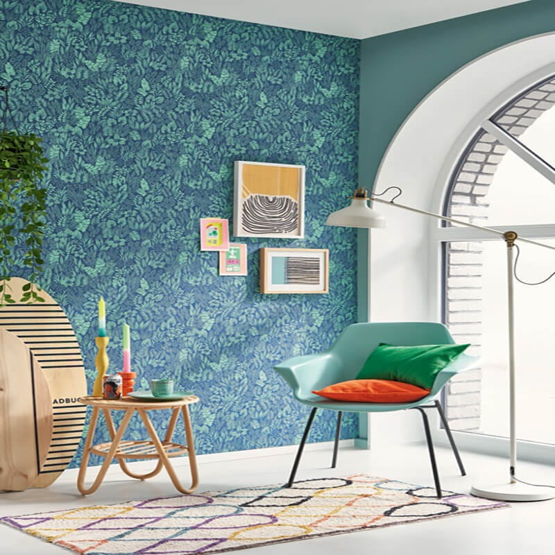 Casadeco 88826767 California Napa Valley Indigo - tapeta roślinna