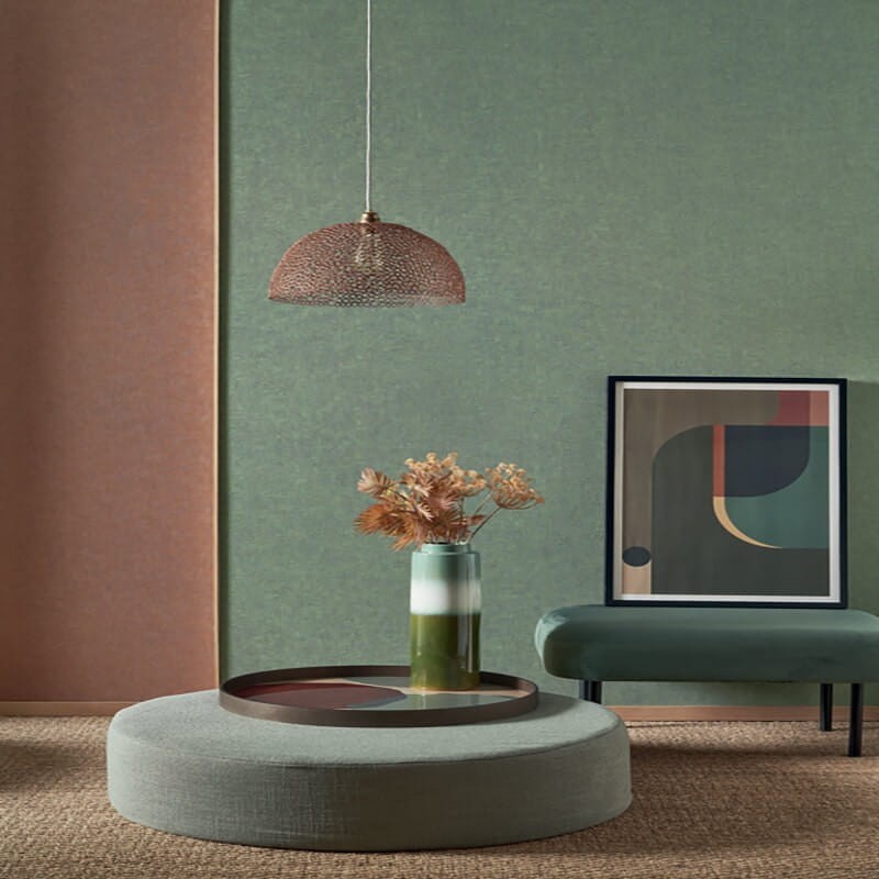 Casadeco 88707633 Empreinte Vert Foret - zielona tapeta imitująca tkaninę