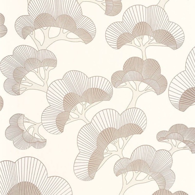 Casadeco 88711352 Kyoto Goyo Matsu Beige Sable - tapeta roślinna o wzorze sosny białej