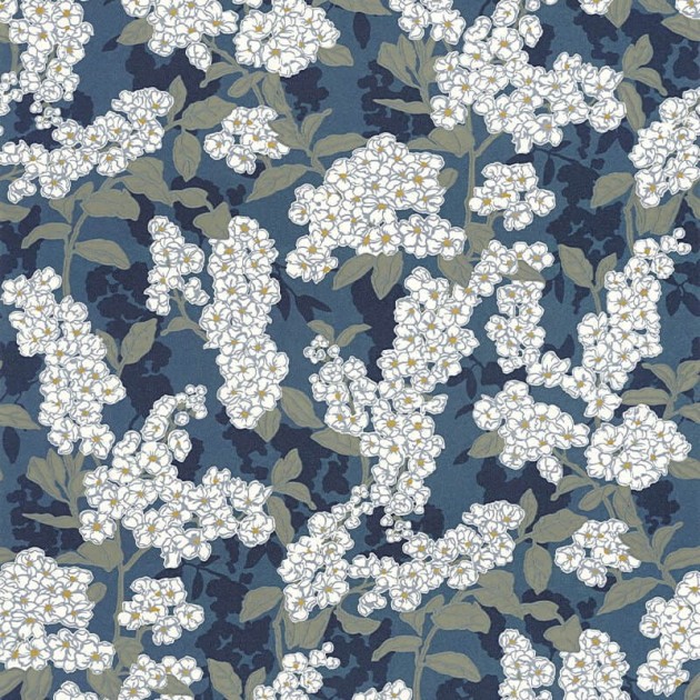 Casadeco 88736958 Kyoto Ume Bleu Encre - tapeta w kwiaty wiśni