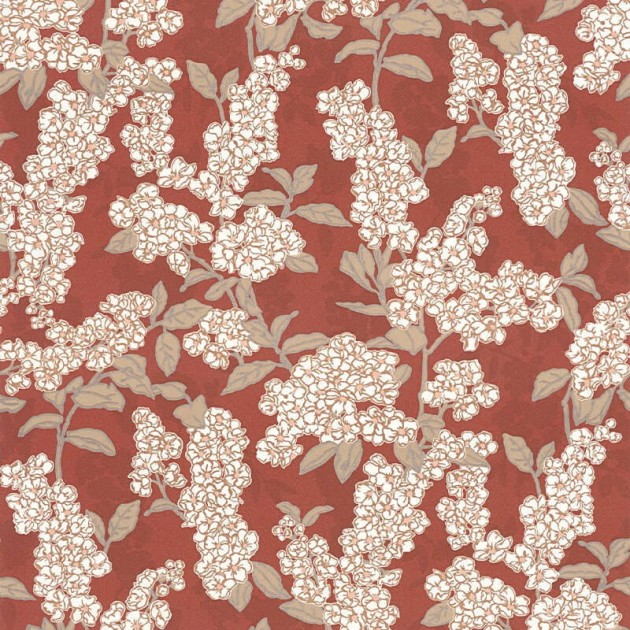 Casadeco 88738744 Kyoto Ume Rouge Carmin - tapeta w kwiaty wiśni
