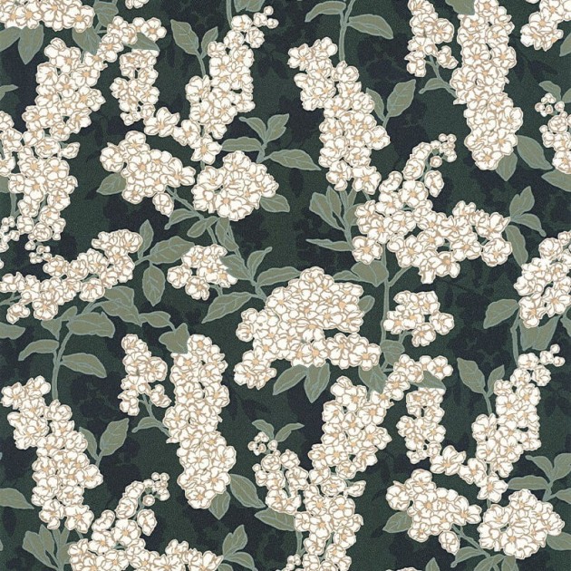 Casadeco 88737796 Kyoto Ume Vert Matcha - tapeta w kwiaty wiśni