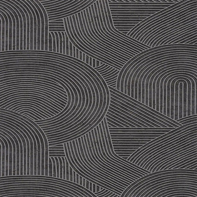 Casadeco 88759999 Kyoto Jardin Des Pierres Anthracite - tapeta 3D z motywem linii żłobionych w piasku