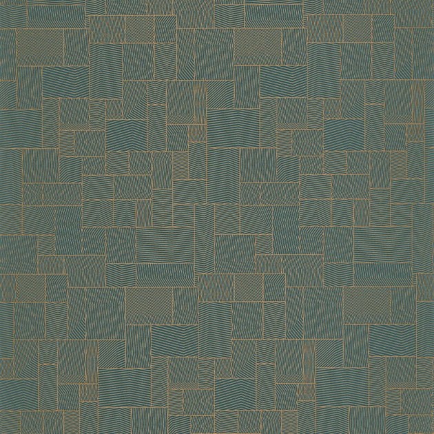 Casadeco 88766755 Kyoto Kensai Bleu Kamo - tapeta geometryczna w orientalnym wydaniu