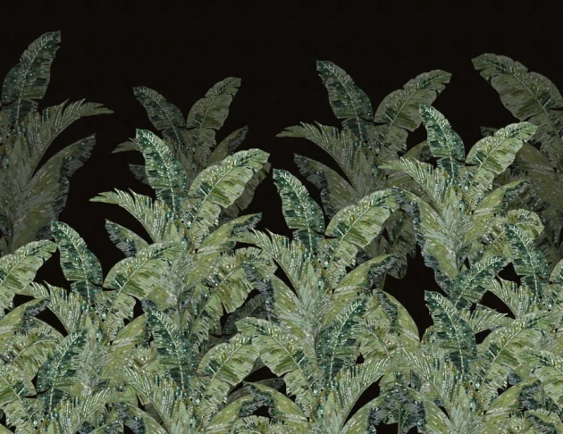 Rebel Walls R19525 Lars Wallin Jungle Pearl Black - mural w tropikalne liście