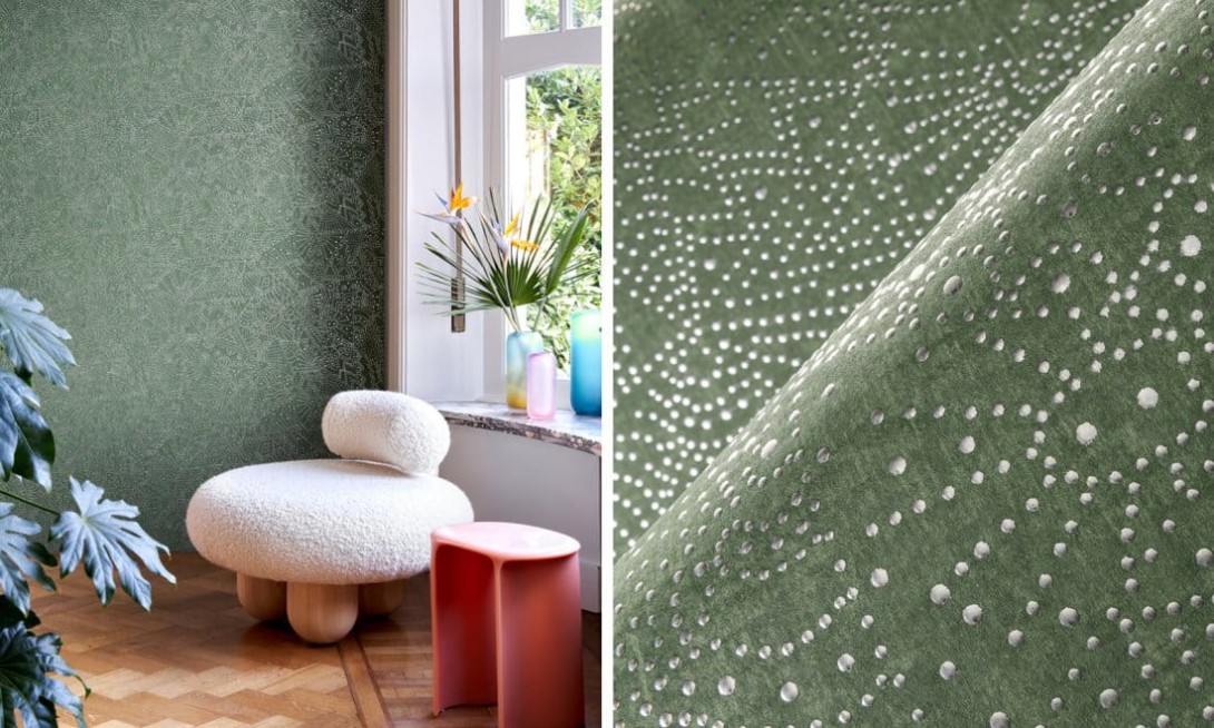 Arte 74030 Kharga Gobi Starry Black - tapeta o wzorze mieniących się kropek