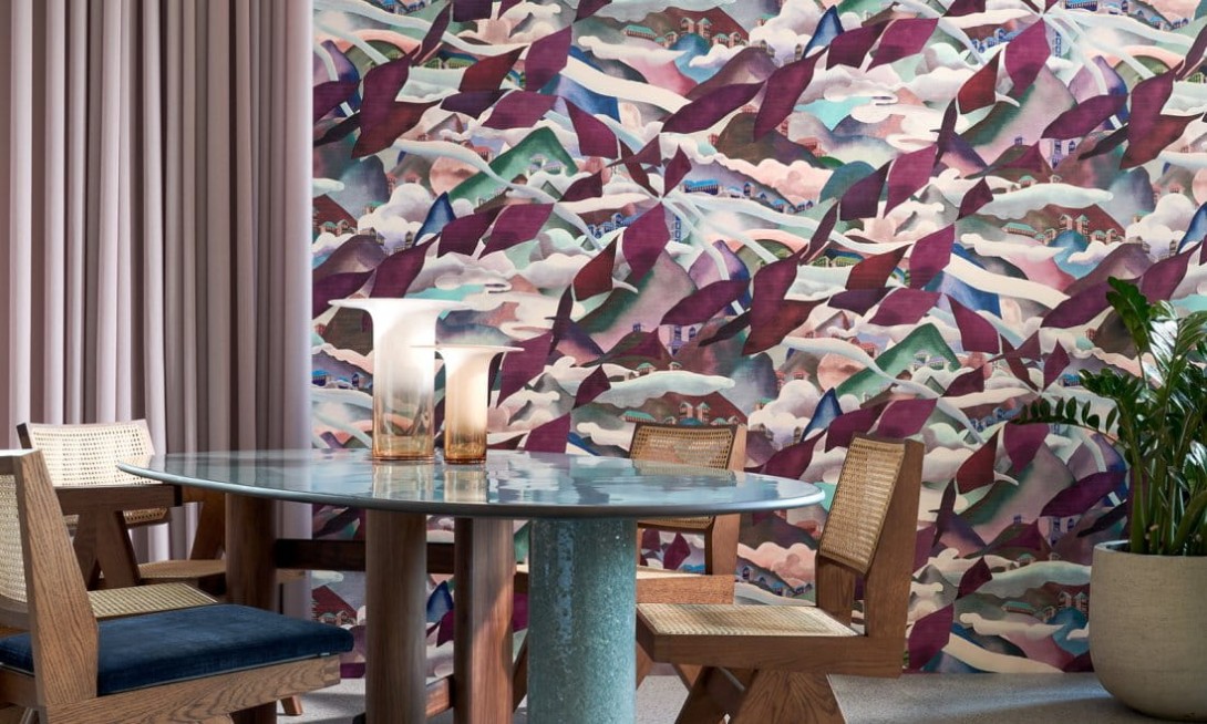 Arte 11550 Alaya Manali Blueberry Hills - tapeta z motywem górskich wiosek