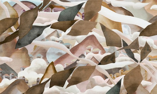 Arte 11551 Alaya Manali Sepia Clouds - tapeta z motywem górskich wiosek