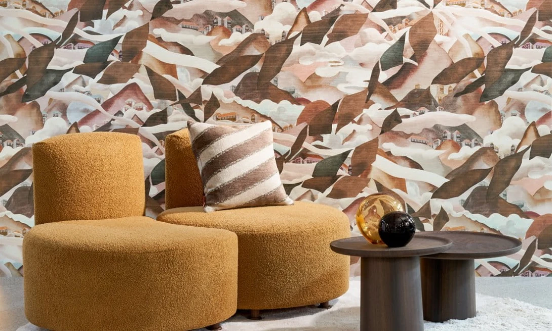 Arte 11551 Alaya Manali Sepia Clouds - tapeta z motywem górskich wiosek