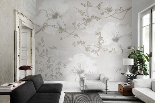 London Art 16079-04 22 Iconic Re-edition Better Days - mural z motywem gałęzi, kwiatów i bambusa