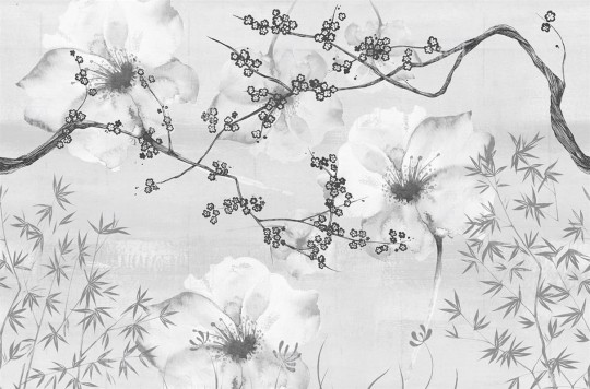 London Art 16079-05 22 Iconic Re-edition Better Days - mural z motywem gałęzi, kwiatów i bambusa