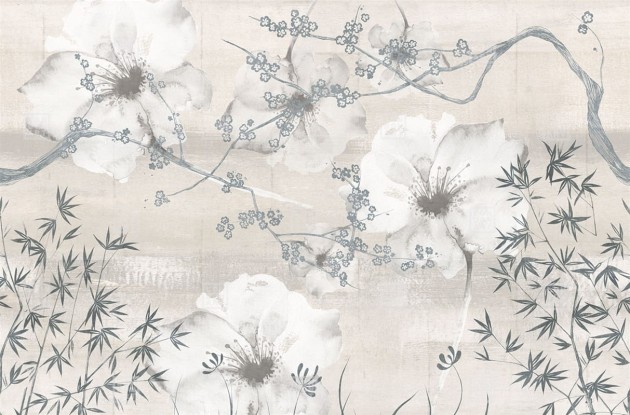 London Art 16079-07 22 Iconic Re-edition Better Days - mural z motywem gałęzi, kwiatów i bambusa
