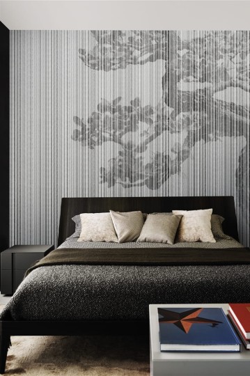 London Art 20016-04 22 Iconic Re-edition Plague - geometryczny mural z motywem drzewa i pionowych prążków