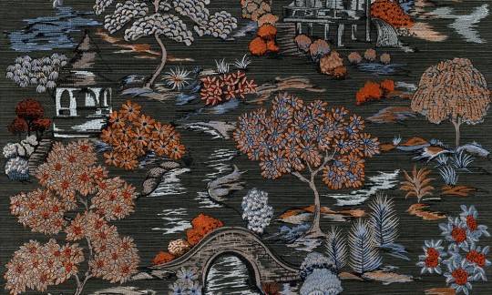 Arte 54501 Osmanthus Gardens Of Okayama Midnight Garden - tapeta z krajobrazem japońskiego ogrodu