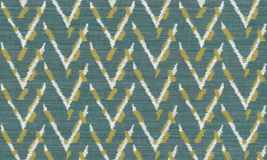 Arte 54513 Osmanthus Chasu Lemony Teal - tapeta haftowana w jodełkę