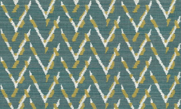 Arte 54513 Osmanthus Chasu Lemony Teal - tapeta haftowana w jodełkę