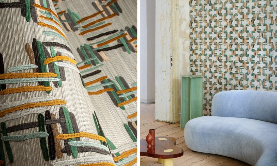 Arte 54520 Osmanthus Tatami Green Almond - tapeta geometryczna