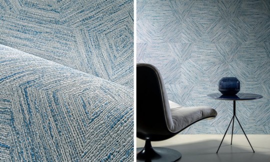 Arte 33049 Antigua Pentagono Denim - jeansowa tapeta o fakturze tkaniny boucle