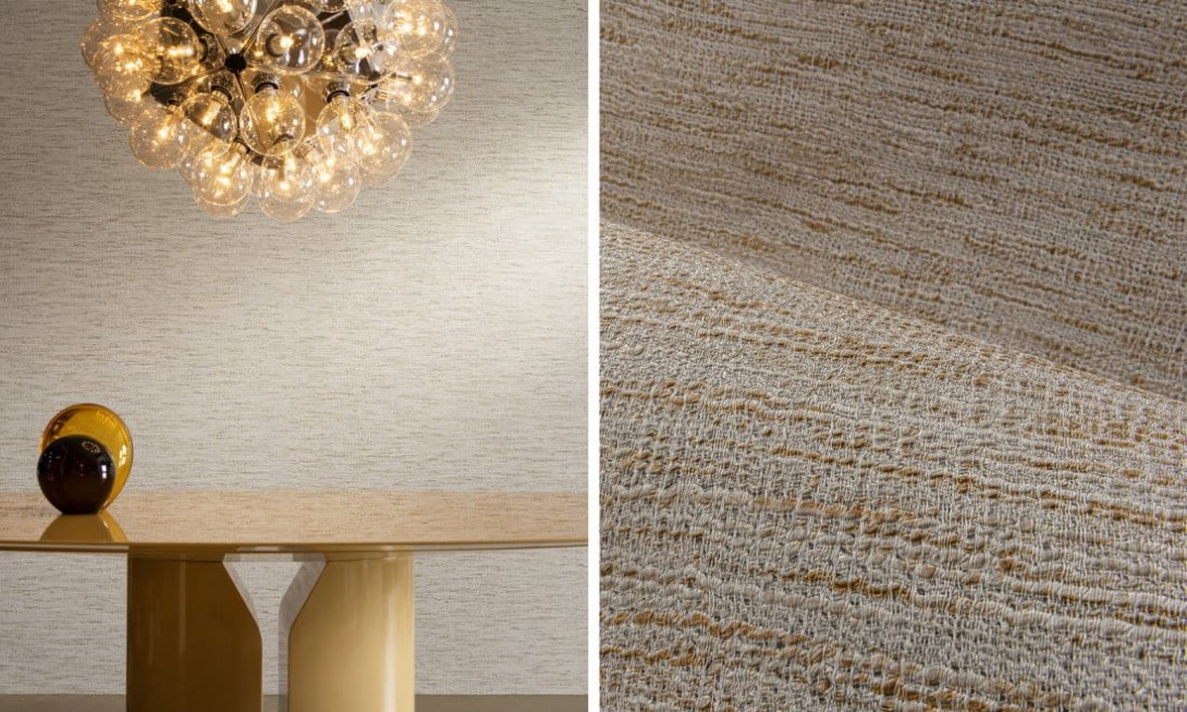 Arte 33055 Antigua Ritorto Lemon - półgładka żółta tapeta o fakturze tkaniny boucle