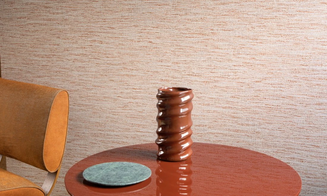 Arte 33056 Antigua Ritorto Tangerine - półgładka czerwona tapeta o fakturze tkaniny boucle