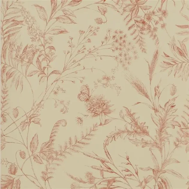 Ralph Lauren PRL710/07 Signature Papers IV Fern Toile Drawing Vintage Tea - tapeta botaniczna