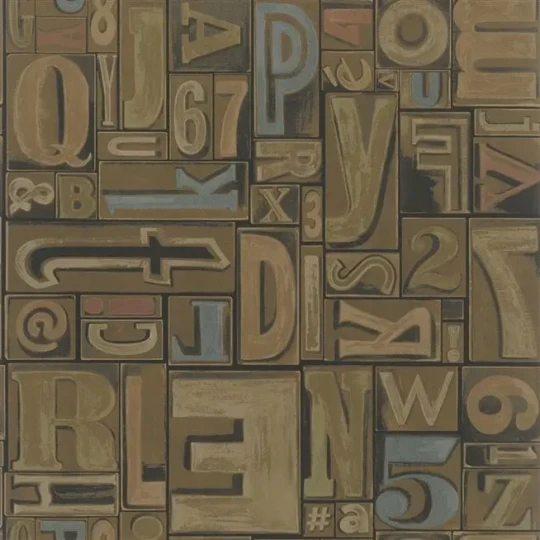 Ralph Lauren PRL5007/01 Signature Loft Copeley Letterpress Fruitwood - tapeta w znaki drukowane