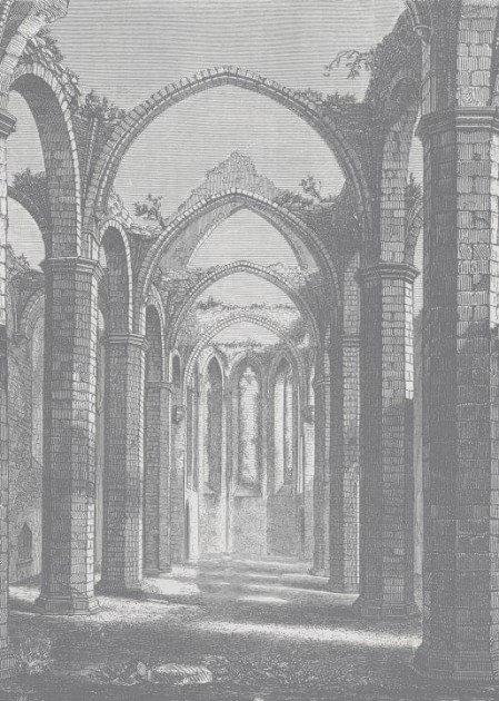 Rebel Walls R19223 Vintage Brocade Gothic Arches Grey - mural z gotyckimi łukami