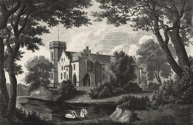 Rebel Walls R19224 Vintage Brocade Swan Pond Vintage - mural z łabędziem