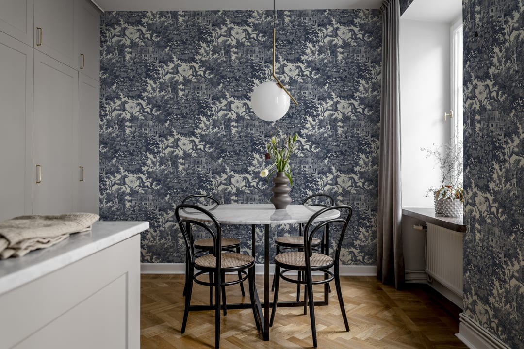 Rebel Walls R19227 Vintage Brocade Fairy Tale Castel Blue - tapeta bajeczna