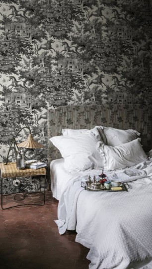 Rebel Walls R19228 Vintage Brocade Fairy Tale Castel Graphite - tapeta bajeczna