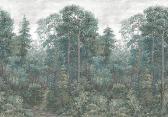 Rebel Walls R19231 Vintage Brocade Green Wood Emerald - mural leśny