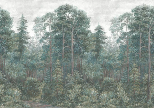 Rebel Walls R19231 Vintage Brocade Green Wood Emerald - mural leśny