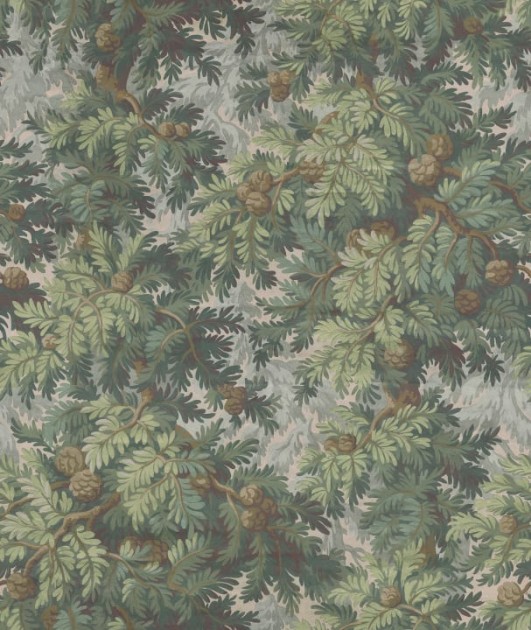 Rebel Walls R19236 Vintage Brocade Sprouce Forest Green - mural liściasty