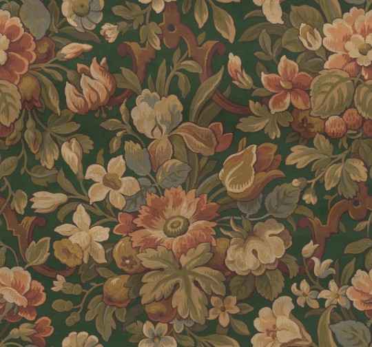 Rebel Walls R19238 Vintage Brocade Vintage Flora Green - mural w kwiaty