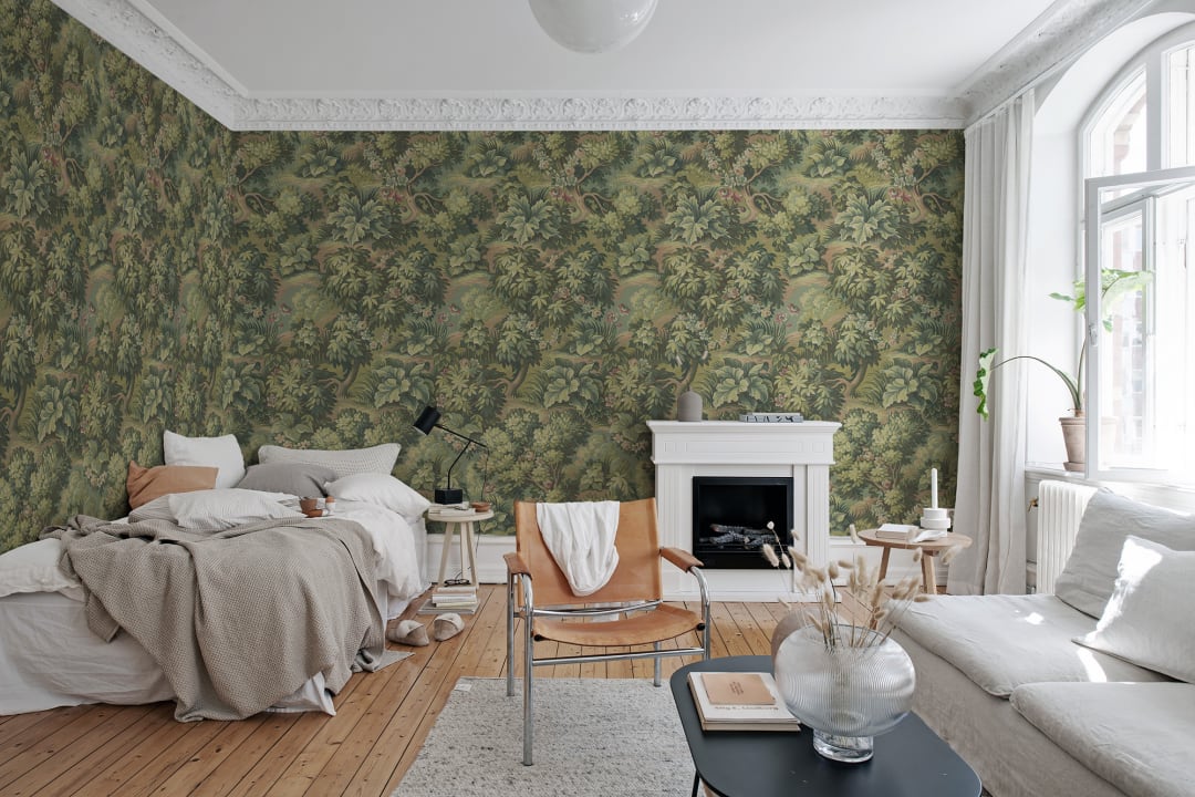 Rebel Walls R19243 Vintage Brocade The Path Green - mural roślinny