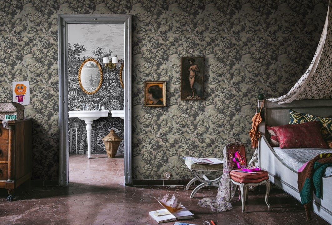 Rebel Walls R19254 Vintage Brocade Blooming Park Dark - tapeta roślinna