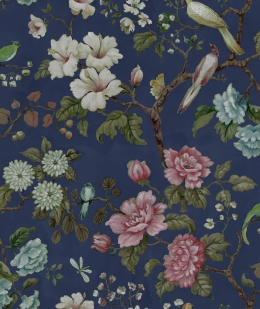 Rebel Walls R19262 Vintage Brocade Petit Flora Blue - tapeta w kwiaty