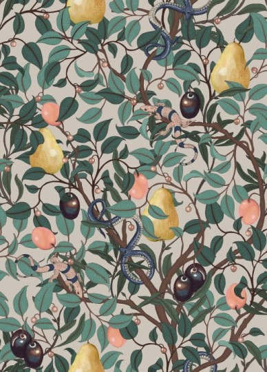 Rebel Walls R19275 Vintage Brocade Fruit Garden Colorful - tapeta w owoce