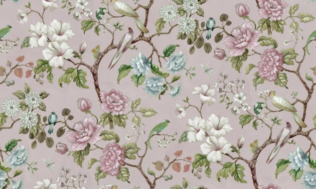 Rebel Walls R19335 Vintage Brocade Grandiflora Soft Pink - mural w kwiaty