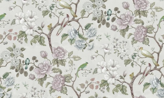 Rebel Walls R19336 Vintage Brocade Grandiflora Pearl - mural w kwiaty