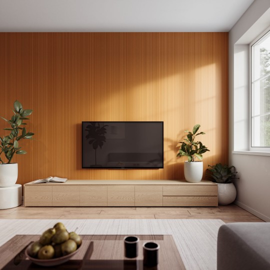 VINYLPEX W11.09 Hugo - tapeta obiektowa w cienkie prążki pomarańczowa