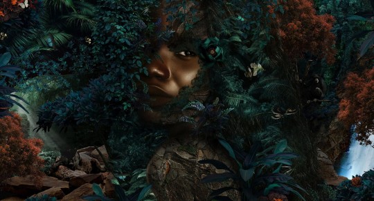 Muance MU13010 Edition 3 Amber Ubuntu Forest - tropikalny mural z motywem kobiecej twarzy