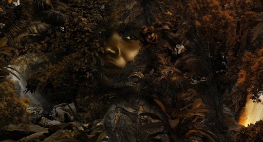 Muance MU13011 Edition 3 Amber Ubuntu Forest - tropikalny mural z motywem kobiecej twarzy