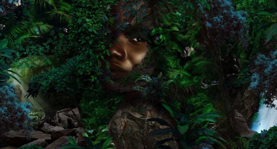 Muance MU13012 Edition 3 Amber Ubuntu Forest - tropikalny mural z motywem kobiecej twarzy